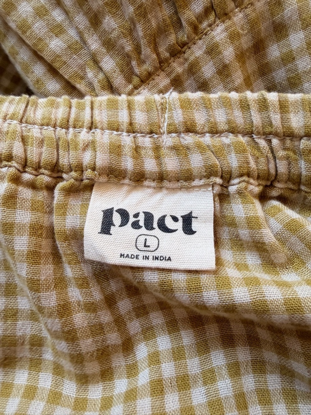 PACT Chartreuse Gingham Tiered Maxi Skirt - Picture 2 of 3